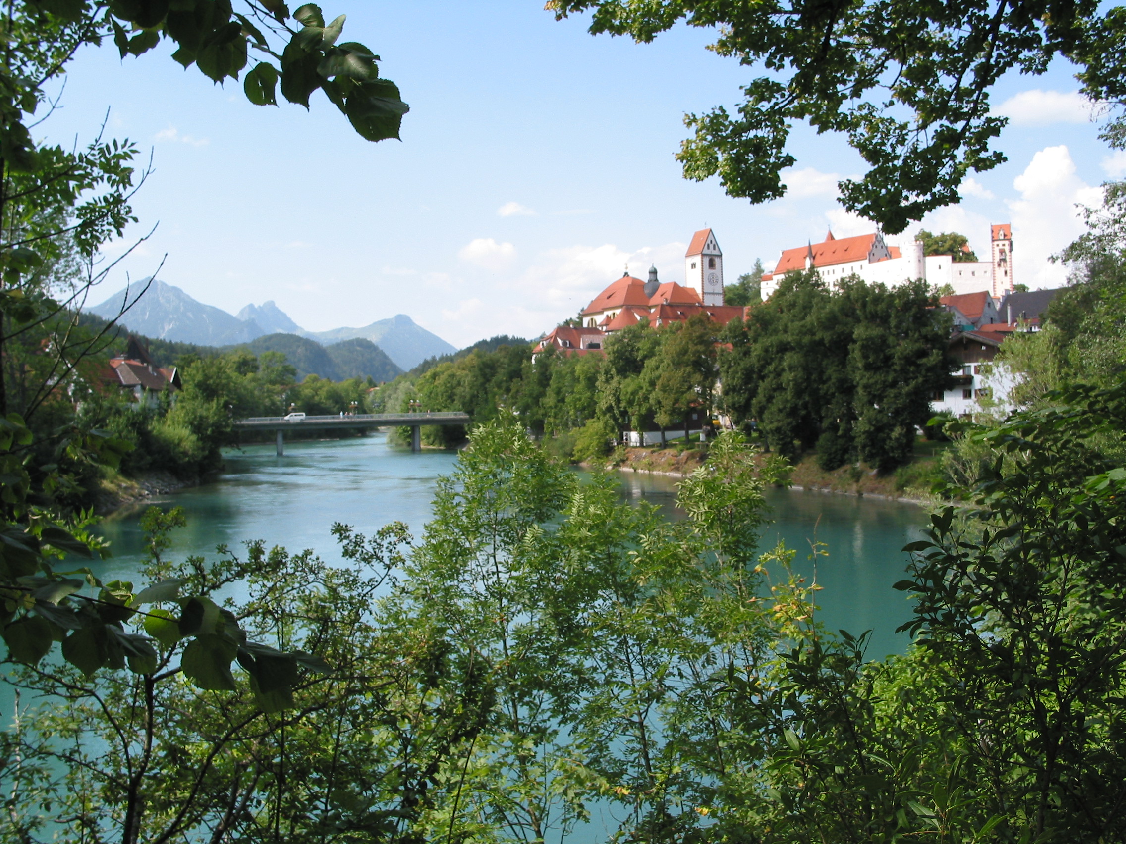 View of the Fuessen monastery as seen from the clinic garden