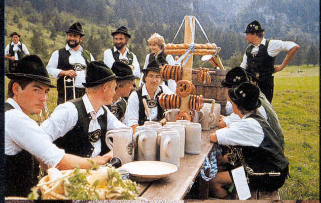 Party of Locals with Beer and Prtzels