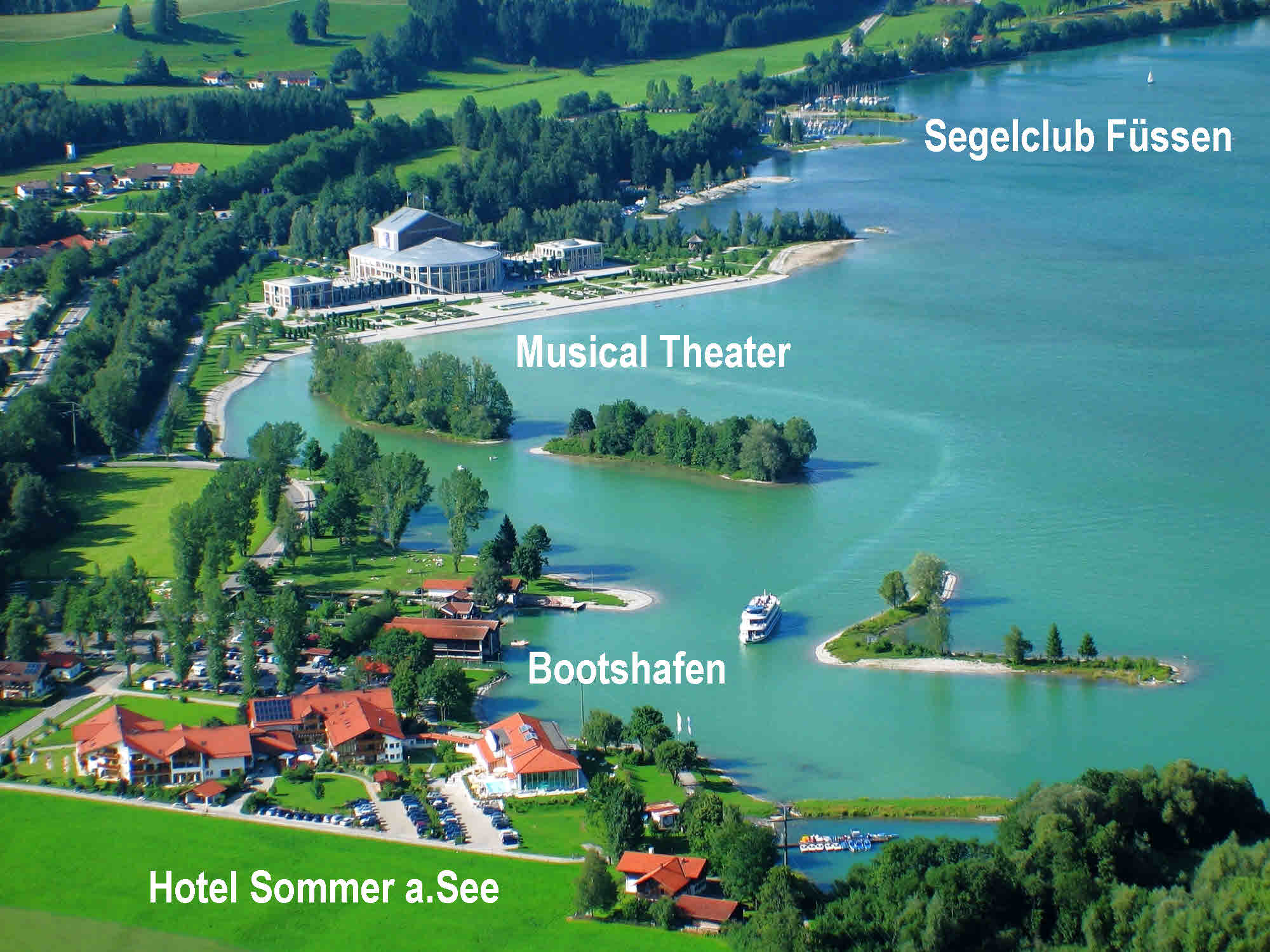 Musical theater and lake harbor